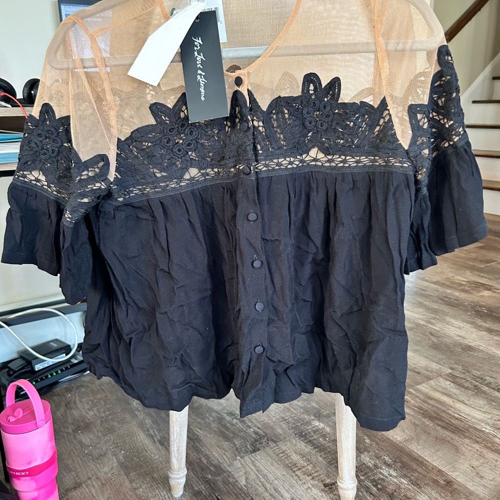 For Love And Lemons Black Lace Blouse